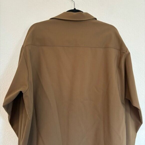 GOOD AMERICAN Size 3 Large Cotton Blend Button Down Shirt In Sepia - Picture 5 of 8